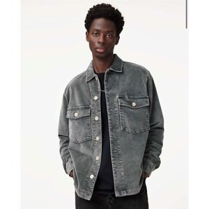 ALLSAINTS Mens Grey Harrier Relaxed Fit Shirt Jacket Large